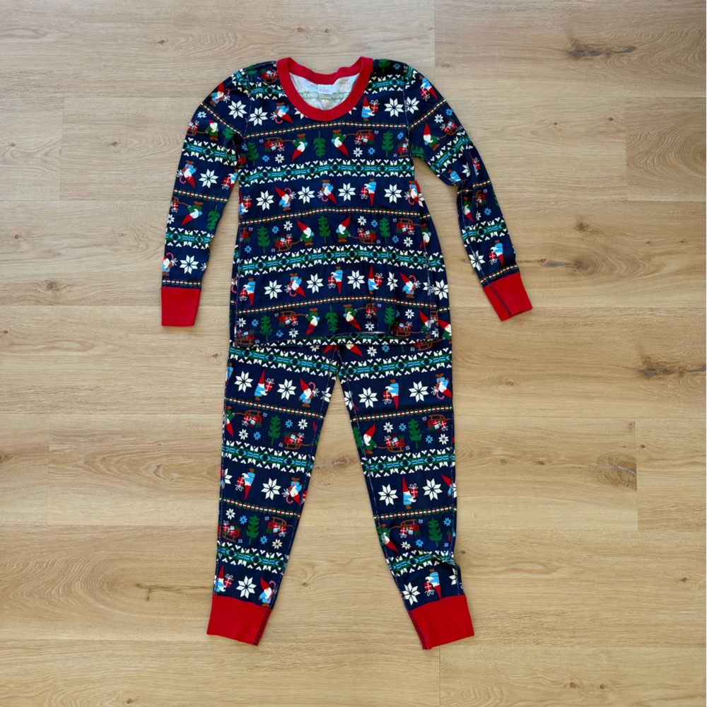 Hanna Andersson Navy Holiday Pajamas - Organic Cotton - EUC